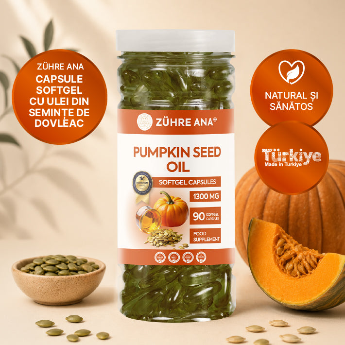 Capsule Softgel cu Ulei din Semințe de Dovleac 90 Capsule 1300 Mg