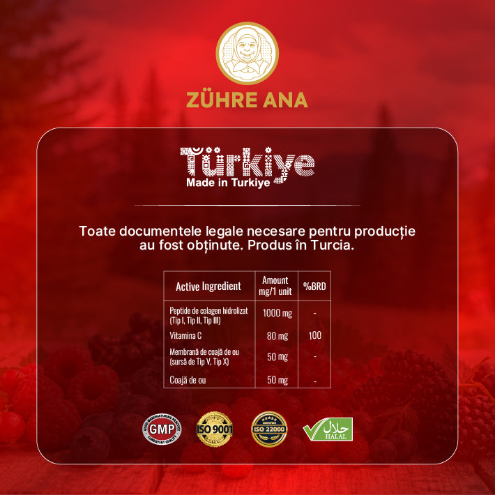 Sirop de Colagen Zuhre Ana cu 5 Tipuri de Peptide de Colagen Hidrolizat 250 ml