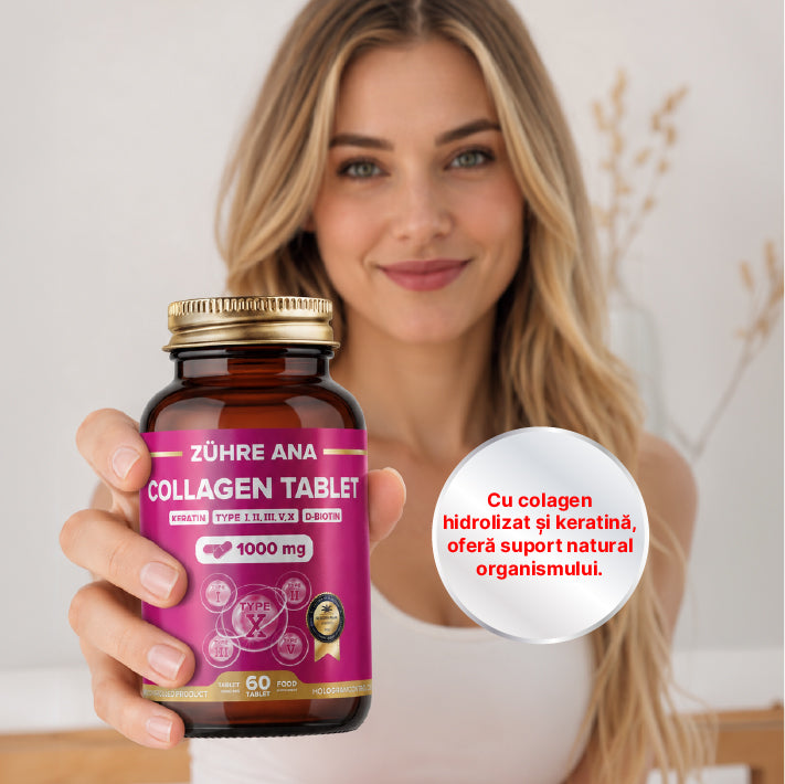 Comprimate de Colagen Zuhre Ana cu 5 Tipuri de Colagen, Keratină și Biotină  60 de tablete