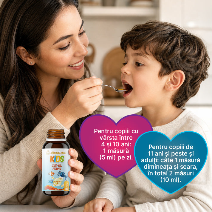 Kids Sirop cu Ulei de Pește Omega 3 cu Vitamine și Aromă de Portocale 150 ml