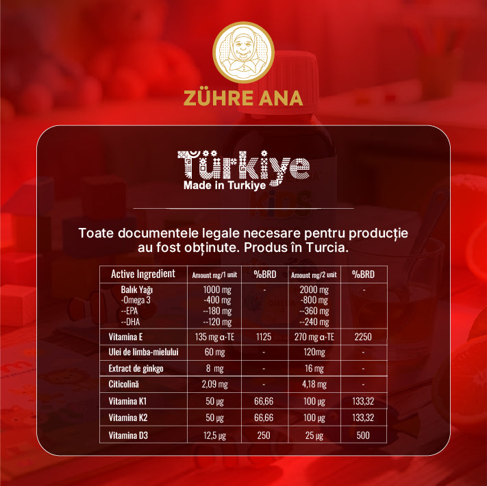 Kids Sirop cu Ulei de Pește Omega 3 cu Vitamine și Aromă de Portocale 150 ml