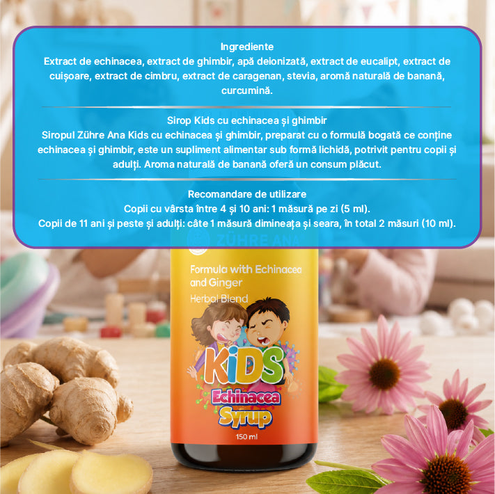 Sirop de echinacea și ghimbir pentru copii 150 ml
