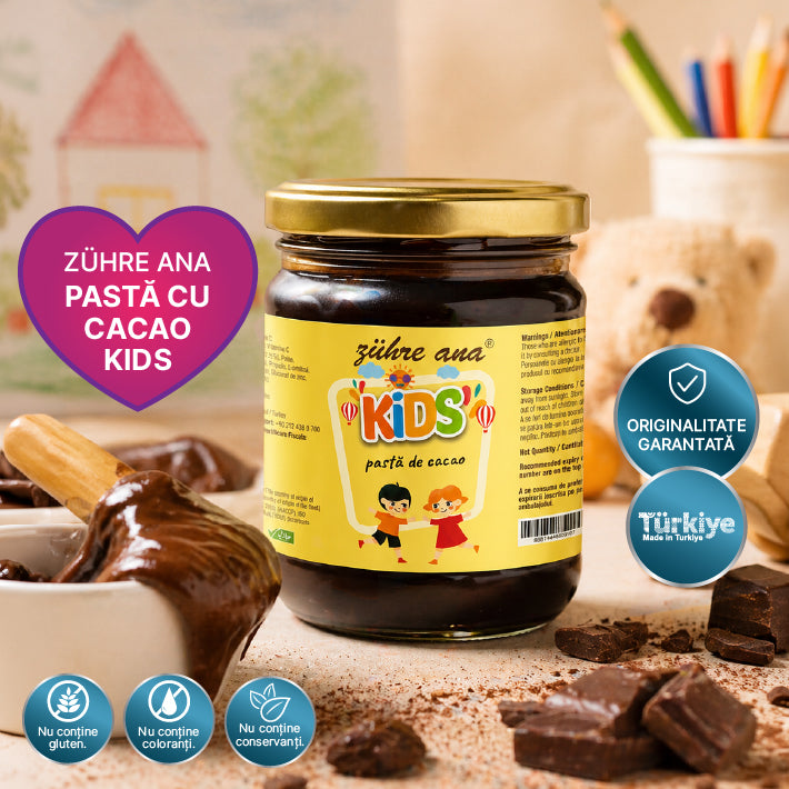 Zuhre Ana Kids – Pastă de Cacao pentru Copii, 240 gr cu Vitamina C, Zinc și Calciu – Fără conservanți