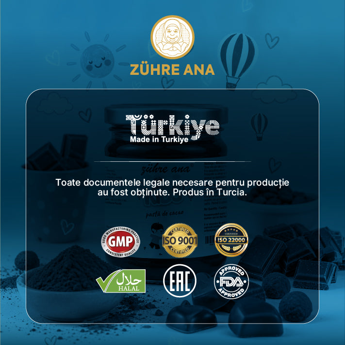 Zuhre Ana Kids – Pastă de Cacao pentru Copii, 240 gr cu Vitamina C, Zinc și Calciu – Fără conservanți