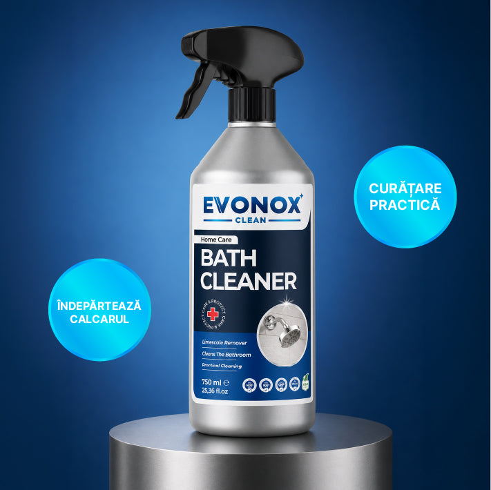 Evonox Clean Soluție de curățare și îndepărtare a calcarului pentru baie ultra-puternică, spray cu aromă de ocean, 750 ml