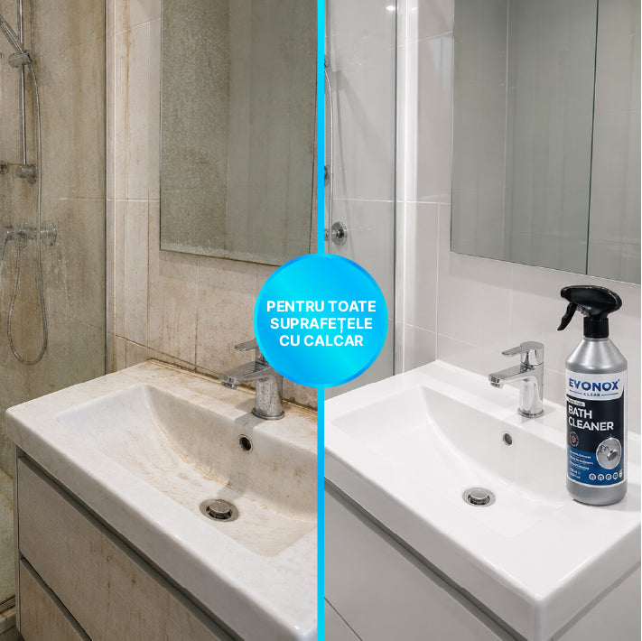 Evonox Clean Soluție de curățare și îndepărtare a calcarului pentru baie ultra-puternică, spray cu aromă de ocean, 750 ml
