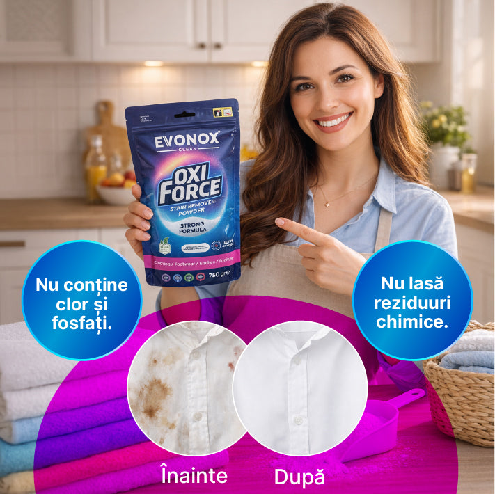 Clean Oxi Force Pudră pentru îndepărtarea petelor 750 gr