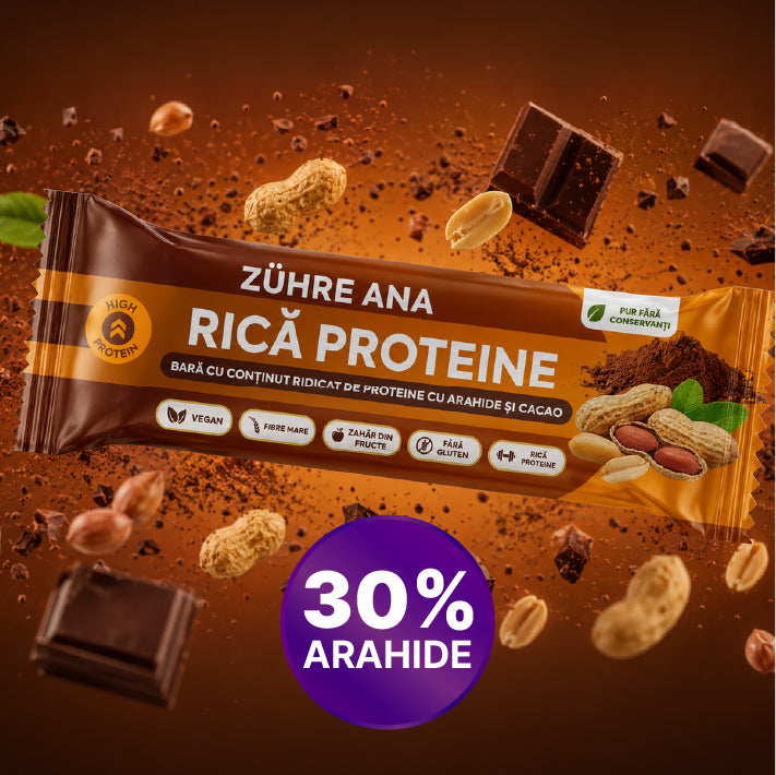 Bară Proteică cu Arahide și Cacao 40 gr x 12 bucăți