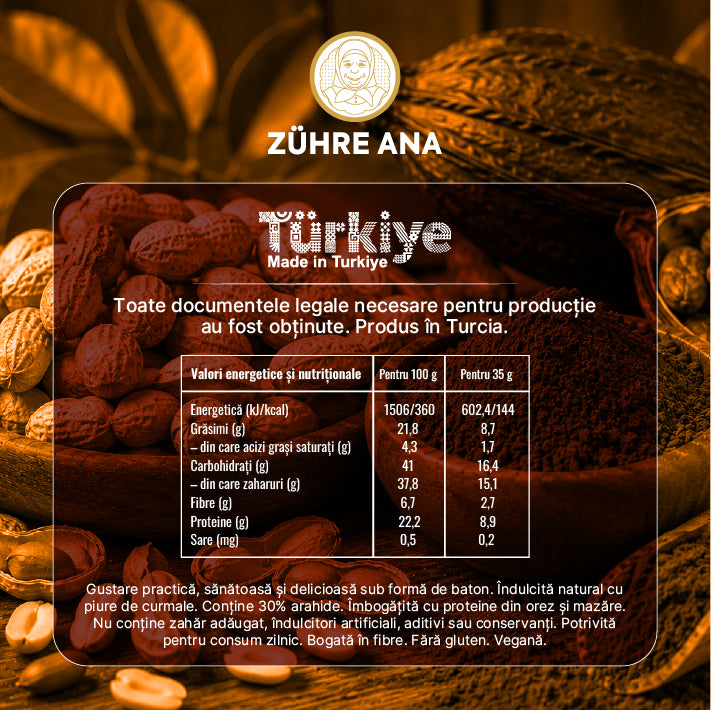 Bară Proteică cu Arahide și Cacao 40 gr x 12 bucăți