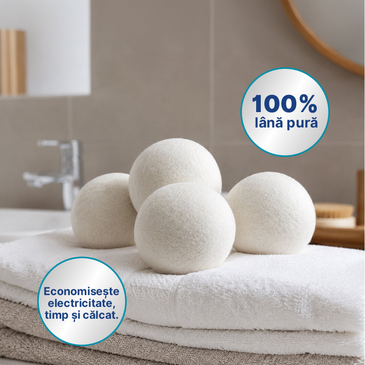 Set de 3 bile de uscare din pâslă de lână Evonox Clean pentru rufe + parfum cadou de 30 ml - natural și ecologic