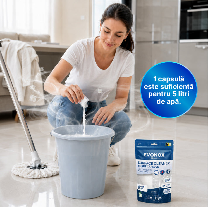 Clean Capsule Inteligente pentru Curățarea Suprafețelor cu Parfum de Săpun Alb 150 gr