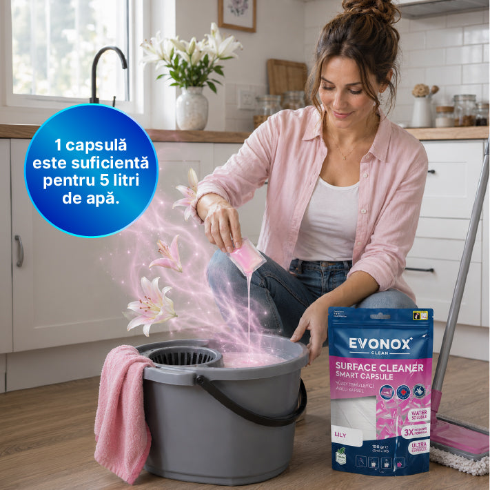 Clean Capsule Inteligente pentru Curățarea Suprafețelor cu Parfum de Crin și Lotus 150 gr